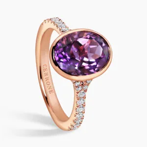 18ct rose gold 2.29ct oval amethyst and diamond ring