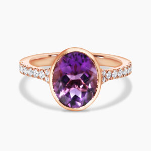 18ct rose gold 2.29ct oval amethyst and diamond ring