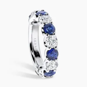 18ct white gold round sapphire and diamond ring