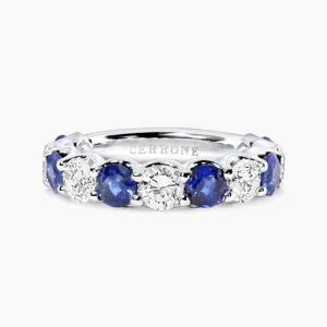 18ct white gold round sapphire and diamond ring