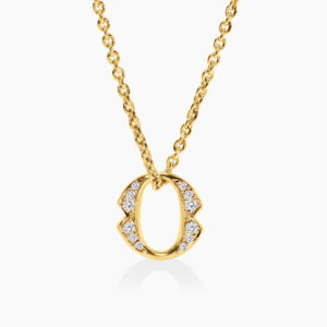 18ct Yellow Gold large diamond 'O' necklace