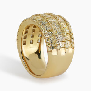 18ct yellow gold princess & round yellow diamond ring