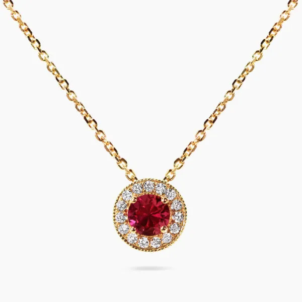 18ct yellow gold 0.32ct ruby and diamond adjustable necklace