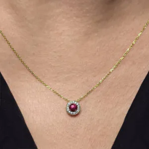 18ct yellow gold 0.32ct ruby and diamond adjustable necklace