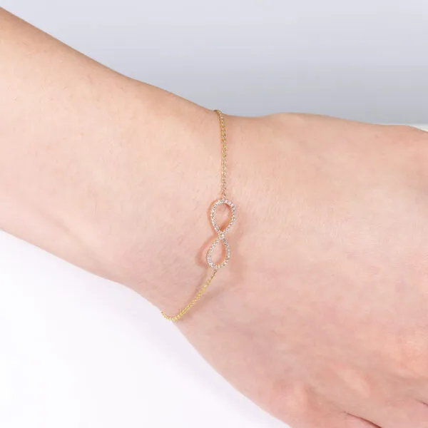 18ct yellow gold diamond infinity bracelet - Image 2