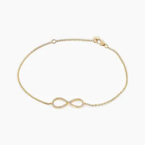 18ct yellow gold diamond infinity bracelet