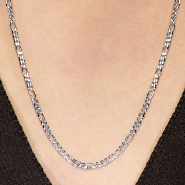 9ct White Gold 45cm Figaro Chain - Image 2