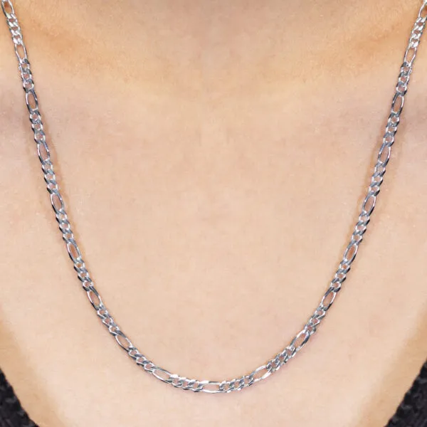 9ct White Gold 45cm Figaro Chain - Image 2