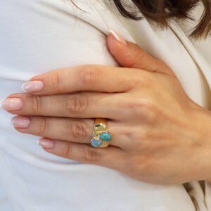 The Golden Horizon Ring - 18ct Yellow Gold Opal Ladies Dress Ring