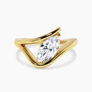 18ct yellow gold marquise diamond solitaire ring