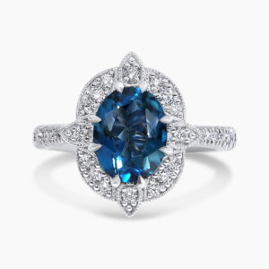 18ct white gold 2.00ct oval London blue topaz and diamond ring