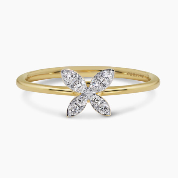 18ct yellow gold diamond claw set flower ring